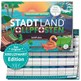 Stadt Land Vollpfosten® A4 - Cruise Edition | From 9 Years | City Country River | Family Game