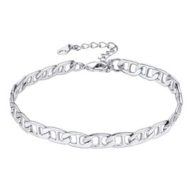 U7 Women's Girls Anklet Bracelet Anchor Chain/Curb Chain/Figaro Chain/Wheat Chain/Cord Chain Anklet Summer Beach Classic Anklet Foot Jewellery Fashion Jewellery for Valentine's Day, Stainless Steel