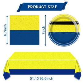 Yellow Cartoon Birthday Party for Minionss Tableware, 20Plates and 20Napkins And Tablecovers 70 * 42inch,Yellow Cartoon Big Eyes Birthday Party Supplies