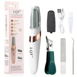 4-piece set Electric Callus Remover for Feet, Professional Pedicure Kit Foot Scrubber for Dry, Dead, Cracked, Hard Skin, at Home Feet Spa Care Kit for Men & Women Manicure Nail angled cutter Cutics footcallusremover:_white 4-piece set