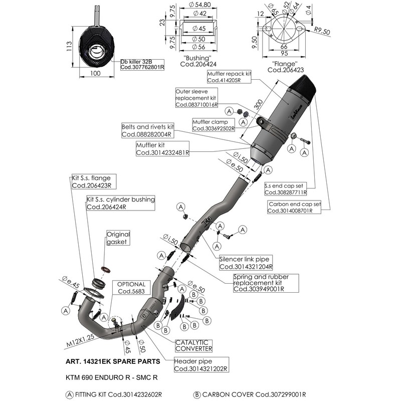 LeoVince Heat Shield Replacement Part Set Exhaust System Carbon for