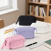 Zannaki Soft Quilted Large Pencil Pouch Organizer with Wide Opening