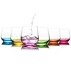 Stemless Wine Glasses Set of 6 - Hand Blown Colored