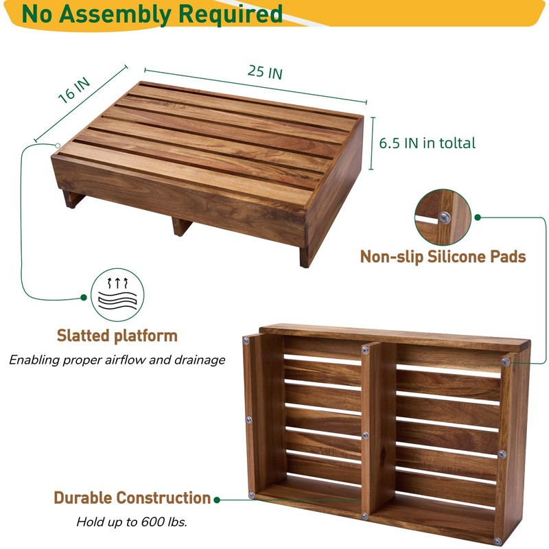 Acacia Wood Step Platform (25'' L x 16'' W x