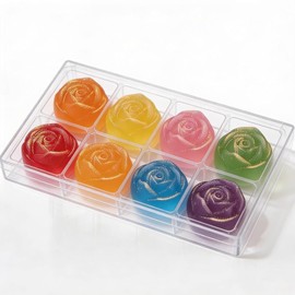 Silk Spin Sugars Japanese Crystal Candy Kohakutou Rose, Mixed Fruit, 8 Handcrafted Pieces, Crispy Shell Chewy Center