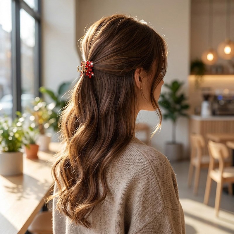 6PCS Flower Hair Clips Small Dainty Mini Metal Claw