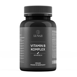 Lunae Lunae Vitamin B Komplex - mit allen 8 B-Vitaminen (B1, B2, B3, B5, B6, B7, B9, B12) - hochdosiertes Vitamin B vegan - laborgeprft & in Deutschland produziert - 60 Kapseln
