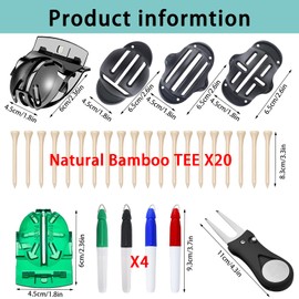 9 Pcs Golf Ball Line Drawing Marker,5 Golf Ball Marking Stencils and 4 Colors Golf Ball Markers,1 Golf Divot Repair Tool,20 Natural Wood Golf Tees,Golf Ball Alignment and Identification Tool