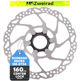 Shimano Deore SM-RT54 Bicycle Brake Disc 160 mm 180 mm Centre Lock Silver Stainless Steel MTB (160 mm)