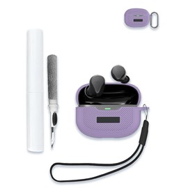 for Raycon Everyday Earbuds (2024 Edition) Case,WUNIAK Soft Silicone Protective Portable Scratch Shock Resistant Shell with Cleaner Kit & Carabiner & Lanyard for Raycon Everyday Earbuds，Purple.