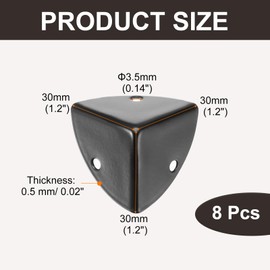 sourcing map 8PCS Metal Corner Protector 1.2 x 1.2 x 1.2 Inch Box Edge Guard Protector Zinc Alloy Cabinets Speaker Corners Protector for Furniture Decorative (Black)