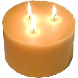 Pure Beeswax Triple Wick Pillar Candle - 3" Tall x 6" Wide