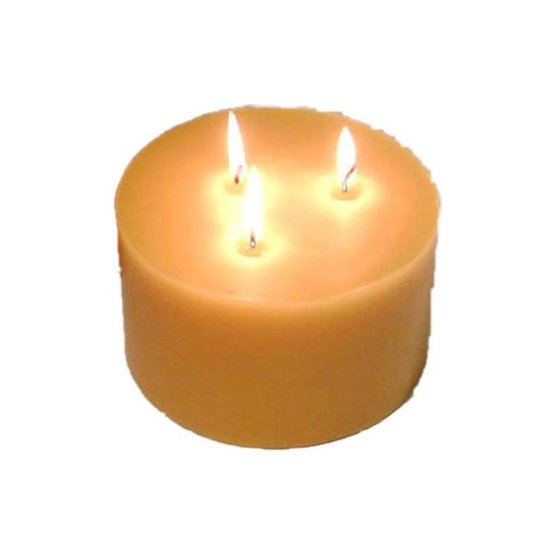 Pure Beeswax Triple Wick Pillar Candle - 3" Tall x