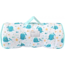 Biloban Toddler Nap Mat with Pillow and Blanket for Preschool Daycare Super Soft 50"X21" - Whale