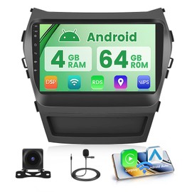 Android 15 Car Radio for Hyundai Santa Fe IX45 2013-2017, 4+64G Car Stereo with Wireless Carplay DSP 5G WiFi, 9’’ IPS Touch Screen Radio with Bluetooth 5.0 for Santa Fe, Android Auto GPS SWC Dual USB