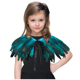 L'VOW Fashion Kids Rooster Feather Capes Stole Shawl Iridescent for Game Party Hallowmas (Blue-Ro)