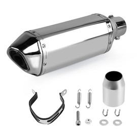 PACEWALKER 38-51 mm 1.5-2 Inch Inlet Slip On Exhaust Silencer for Motorcycle with Removable DB Killer for Street Bike Motorcycle Scooter Yamaha Suzuki (Chrome-Plated)