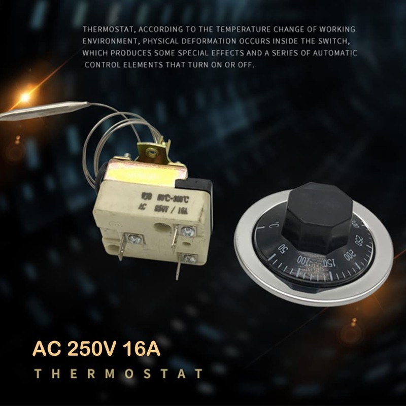 Thermostat 50-300°C, AC 250V 16A Temperaturregler Backofenthermostat Ersatz für Backofen