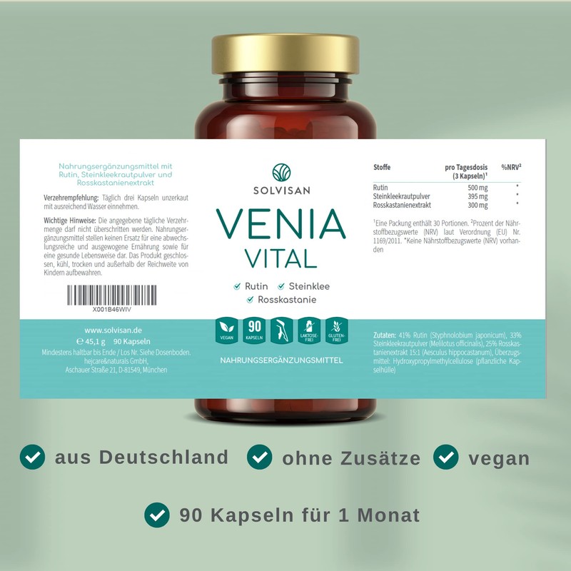 SOLVISAN Venia Vital High Dose 3-Way Complex with Rutin, Horse