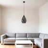 Homebelife Smoked Grey Hammered Glass Pendant Light Modern Matte Black