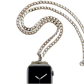 Stainless Steel Chain Necklace Smartwatch Band 38mm Series 3 2 1 / 40mm Series 4 New Polished Silver Metal Curb Cuban Strap Rope Neckband Replacement Accessories Wearable Technology Women Men