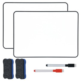 A4 Whiteboard, Hiziwimi 2Pcs 30X21cm Dry Erase Mini Whiteboards, A4 White Board Double-Sided with Black Frame, with 2Pcs Marker and 2Pcs Board Eraser, Portable Whiteboard for Drawing and Writing
