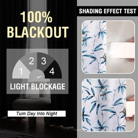 H.VERSAILTEX 100% Blackout Curtains 108 inch Length 2 Panels Set Printed Drapes Thermal Insulated Curtains for Bedroom with Black Liner Sound Proof Curtains, Bella Vista Indigo