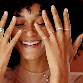 MUCCA 4 Pcs Silver Rings for Women 925 Sterling Silver Ring Cubic Zirconia Silver Rings Exquisite Thumb Rings for Women Stacking Ring Set for Womens Jewellery Birthday Gifts