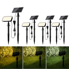 JACKYLED Solar Spot Lights Outdoor, 84-LED Solar Spotlights with 16.4ft Cord, 5 Lighting Modes, IP65 Waterproof Landscape Lights for Yard, Garden, Pathway, Ground & Wall Mount, 4-Pack