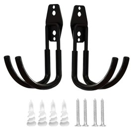 Garage Wall Bracket, 2 Pieces Garage Storage Double Hooks Wall Hooks, Device Hooks, Heavy Duty, Wall Mount Tool Holder, for Garage Power Tools, Garage Organiser for Wall Mounting, Bicycle Ladders
