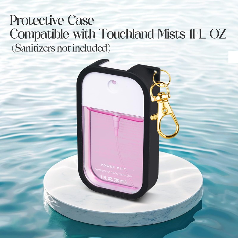VANEST Silicone Case Compatible with Touchland Hand Sanitizer Spray (Black,