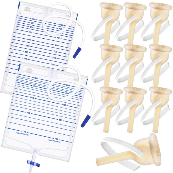 10Pcs Latex Catheter Set with 2 Urinary Drainage Bag (2000ml
