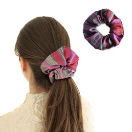 Handmade Luxury Scrunchies for Hair, Hair Scrunchies for Women, Hair Bands for Girls, 1 Pc, Red & Pink