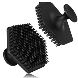 Silicone Body Scrubber, Silicone Loofah, Body Wash Scrubber, Body Scrub Brush, Body Scrubbers for Use in Shower, Silicone Loofah Body Scrubber, Exfoliating Body Scrubber Mens Women, (2PCblack)