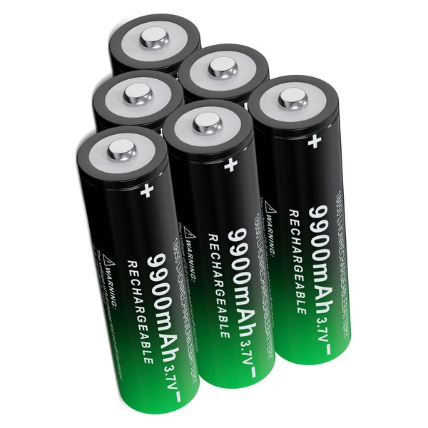 18650 Rechargeable Battery 9900mAh Button Top 6 Pack 3.7V Li-ion
