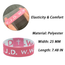 Nanafast WWJD Bracelet Wristband Elastic WWJD Jesus Bracelets for Women Men What Would Jesus Do Bracelets Christian Jewelry Gift-Pink 2pcs