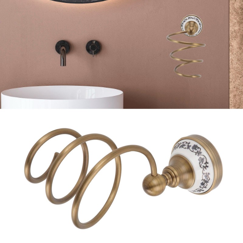 Brass Hair Dryer Holder Antique Retro Hairdryer Hanging Rack for