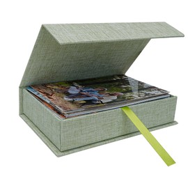 Cherrich 4x6 Photo Storage Box, Premium Linen Memory Box for Photos, Pictures, Certificates, Scrapbooking Supplies & Jewelry - Portable, Stackable Organizer for Home, Crafters & Collectors