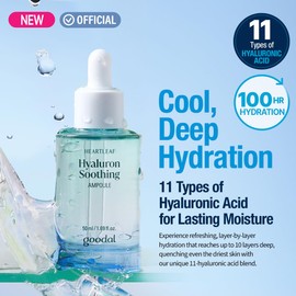 GOODAL Heartleaf Hyaluron Soothing Ampoule, Hydration Facial Serum for Glowy Skin, Lightweight Serum, Korean Skincare, K Beauty Ampoule - 50ml,1.69 Fl oz