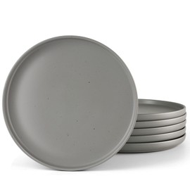 famiware Dawn Speckled Dinner Plates Set of 6, 10.25 inch Large Plate Set, Kitchen Stoneware Serving Dishes with Speckled Design, Microwave and Dishwasher Safe, Matte Dark Gray