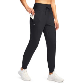 G Gradual Women's Joggers Pants with Zipper Pockets High Waisted Sweatpants Athletic Tapered Pants for Women Lounge Workout(Black,L)