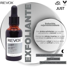 REVOX B77 - Just AHA 30% + BHA 4%, 30 ml, Peeling Químico Facial, Sérum Exfoliante, Elimina Células Muertas, Limpia los Poros, Mejora la Textura y Unifica el Tono de la Piel, Cutis Suave y Radiante