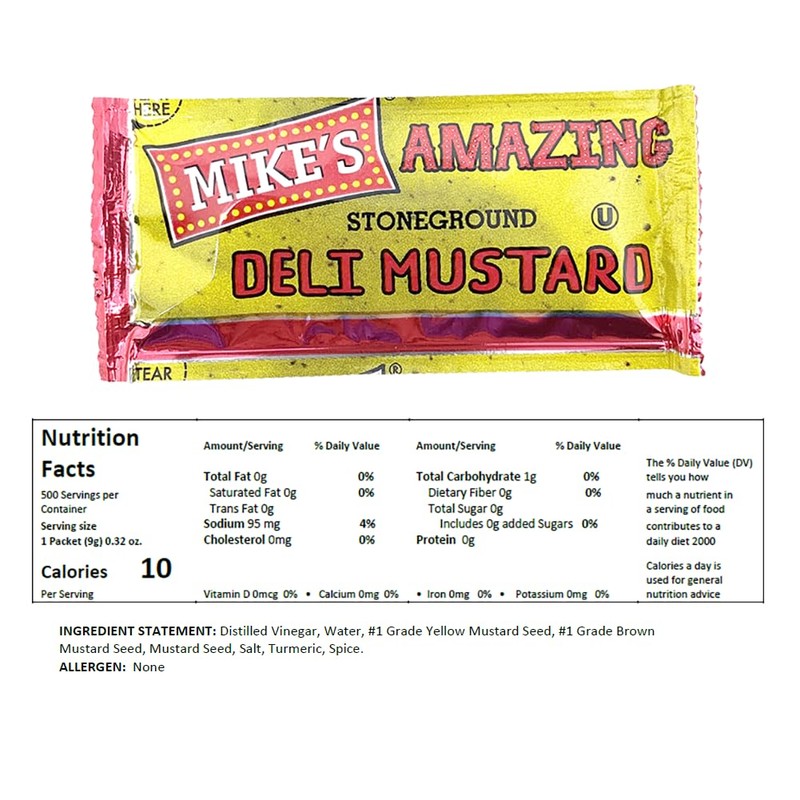 Crait Mike's Amazing Deli Mustard Packets 50 Pack Mustard Packets,