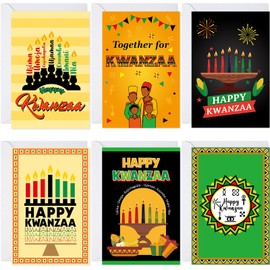 ceiba tree 24 Pack Kwanzaa Cards American Annual Celebration Greeting Cards African American Christmas Note Card with Envelopes and Stickers