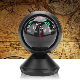 Klanata Car Compass Ball, Black Adjustable Ball Night Vision Compass, Marine Compass Boat Compass, for Car Dashboard for Car, Boat, Marine Boat