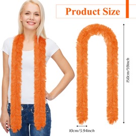 Xtinmee 12 Pcs Feather Boas Artificial Fluffy Boas for Party Bulk Color Feather Scarf for Women Christmas Tea Party(Orange,5ft)