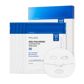 WELLAGE Real Hyaluronic Glow Booster PDRN Hydrogel Face Sheet Mask - Over night Face Masks for Deep Moisture Plumping and Radiant Skin - Korean Skincare, 5 Sheets