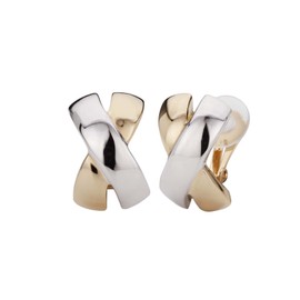 Traveller Gold Plated X-Shape Clip On Earrings, Metal
