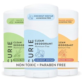 Curie Desodorante Natural Para Mujer - Pack Variado En Barra Original - Néctar De Coco, Naranja Y Neroli, Y Té Blanco - Sin Aluminio, Limpio, Sostenible, Vegano, Sin Parabenos (Paquete De 3)