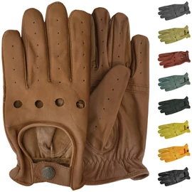German Wear, Men's Driving Leather Driving Gloves (Caramel, 10=XL)